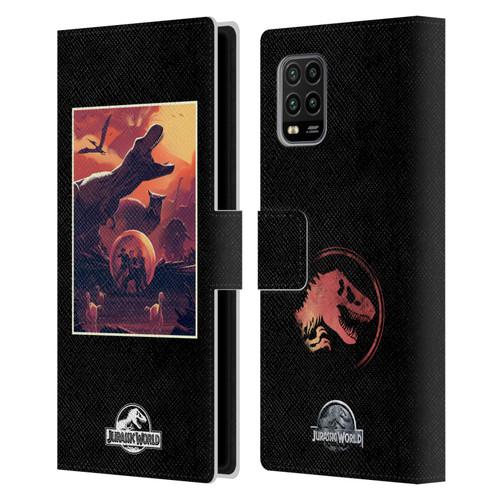 Jurassic World Vector Art Volcano Escape Leather Book Wallet Case Cover For Xiaomi Mi 10 Lite 5G