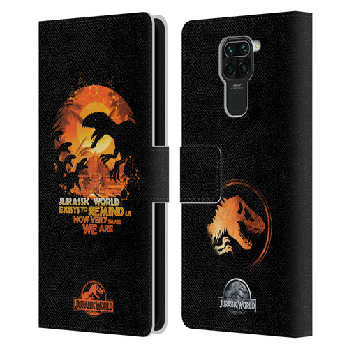Jurassic World Vector Art Raptors Silhouette Leather Book Wallet Case Cover For Xiaomi Redmi Note 9 / Redmi 10X 4G