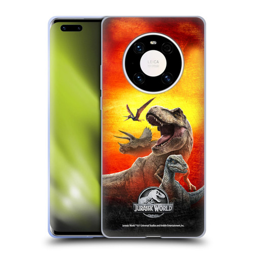 Jurassic World Key Art Dinosaurs Soft Gel Case for Huawei Mate 40 Pro 5G