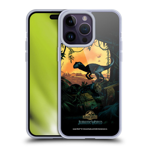 Jurassic World Key Art Blue Velociraptor Soft Gel Case for Apple iPhone 14 Pro Max