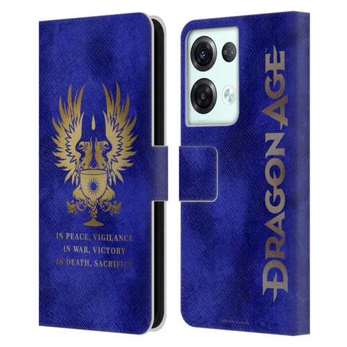 EA Bioware Dragon Age Heraldry Grey Wardens Gold Leather Book Wallet Case Cover For OPPO Reno8 Pro