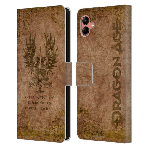 EA Bioware Dragon Age Heraldry Grey Wardens Distressed Leather Book Wallet Case Cover For Samsung Galaxy A04 (2022)