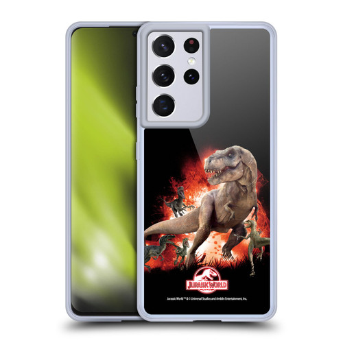Jurassic World Key Art T-Rex VS. Velociraptors Soft Gel Case for Samsung Galaxy S21 Ultra 5G