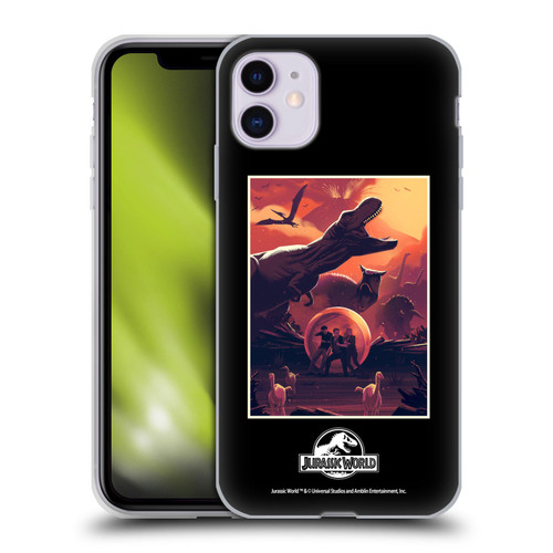 Jurassic World Vector Art Volcano Escape Soft Gel Case for Apple iPhone 11