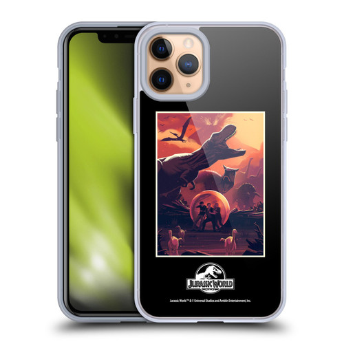 Jurassic World Vector Art Volcano Escape Soft Gel Case for Apple iPhone 11 Pro