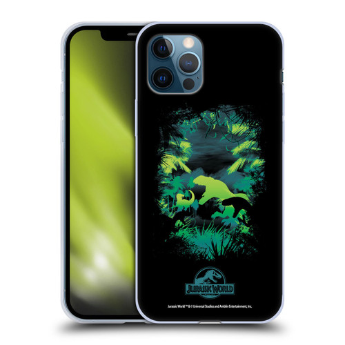Jurassic World Vector Art T-Rex Silhouette Soft Gel Case for Apple iPhone 12 / iPhone 12 Pro