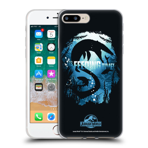 Jurassic World Vector Art Mosasaurus Silhouette Soft Gel Case for Apple iPhone 7 Plus / iPhone 8 Plus
