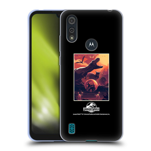 Jurassic World Vector Art Volcano Escape Soft Gel Case for Motorola Moto E6s (2020)