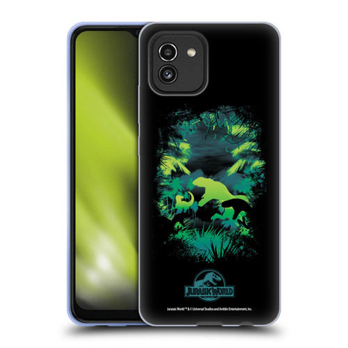 Jurassic World Vector Art T-Rex Silhouette Soft Gel Case for Samsung Galaxy A03 (2021)