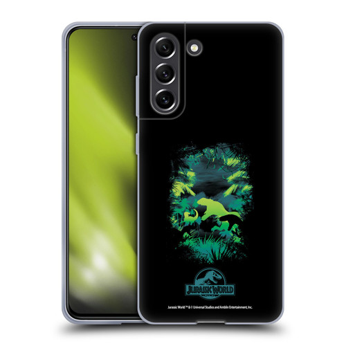 Jurassic World Vector Art T-Rex Silhouette Soft Gel Case for Samsung Galaxy S21 FE 5G