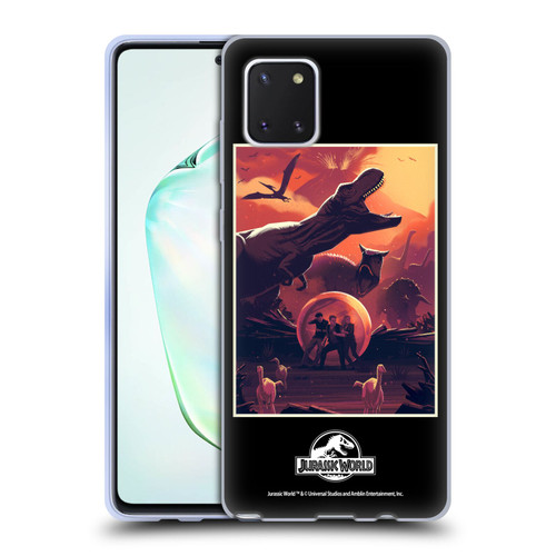 Jurassic World Vector Art Volcano Escape Soft Gel Case for Samsung Galaxy Note10 Lite