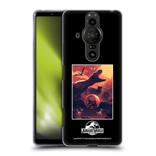 Jurassic World Vector Art Volcano Escape Soft Gel Case for Sony Xperia Pro-I