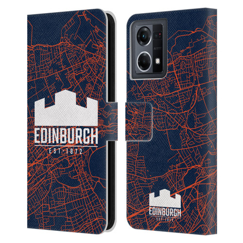 Edinburgh Rugby Graphics Map Leather Book Wallet Case Cover For OPPO Reno8 4G