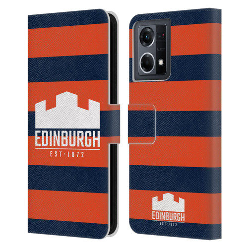 Edinburgh Rugby Graphics Stripes Leather Book Wallet Case Cover For OPPO Reno8 4G