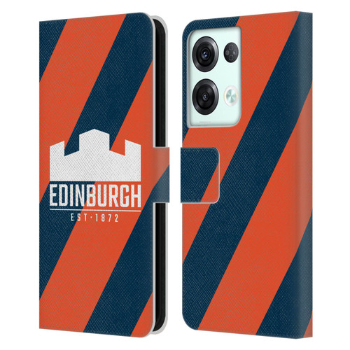 Edinburgh Rugby Logo Art Diagonal Stripes Leather Book Wallet Case Cover For OPPO Reno8 Pro