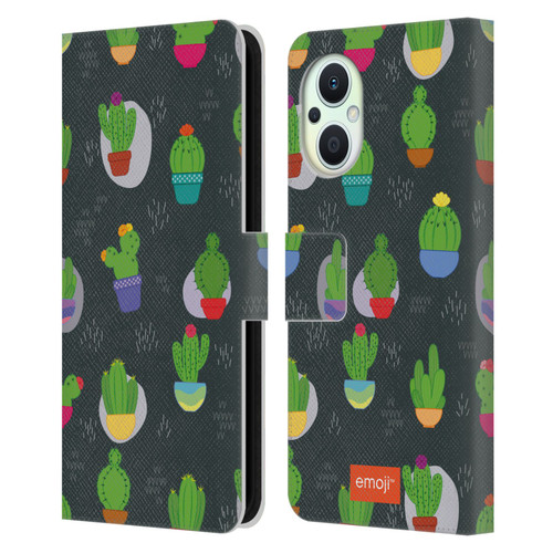 emoji® Cactus And Pineapple Pattern Leather Book Wallet Case Cover For OPPO Reno8 Lite