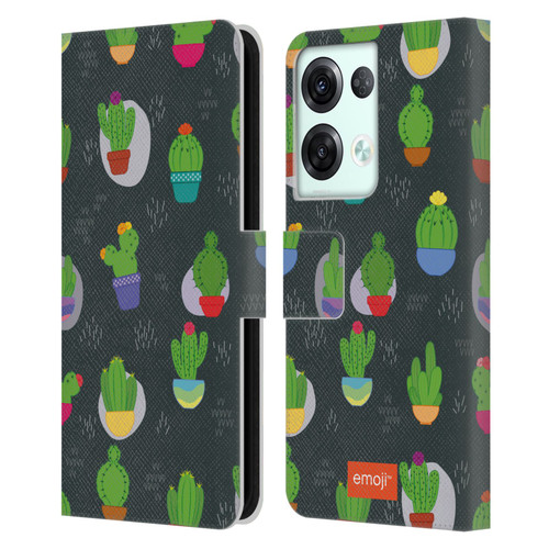 emoji® Cactus And Pineapple Pattern Leather Book Wallet Case Cover For OPPO Reno8 Pro