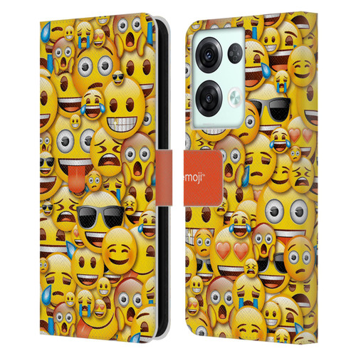 emoji® Full Patterns Smileys Leather Book Wallet Case Cover For OPPO Reno8 Pro