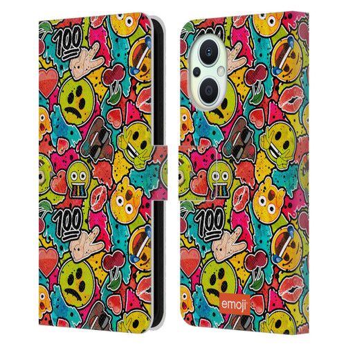 emoji® Graffiti Colours Leather Book Wallet Case Cover For OPPO Reno8 Lite