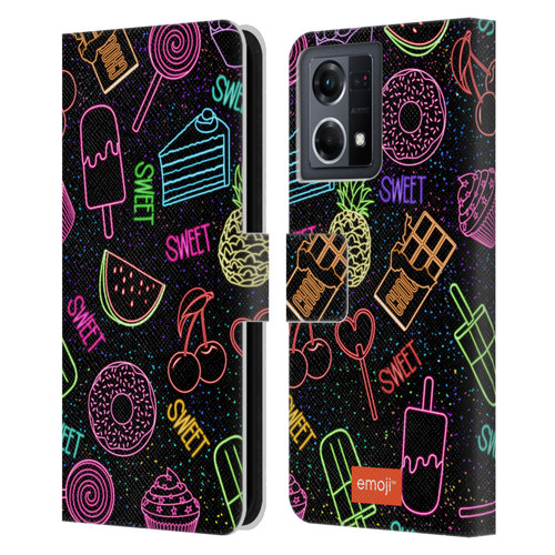 emoji® Neon Sweet Leather Book Wallet Case Cover For OPPO Reno8 4G