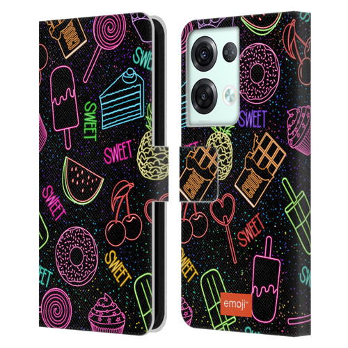 emoji® Neon Sweet Leather Book Wallet Case Cover For OPPO Reno8 Pro