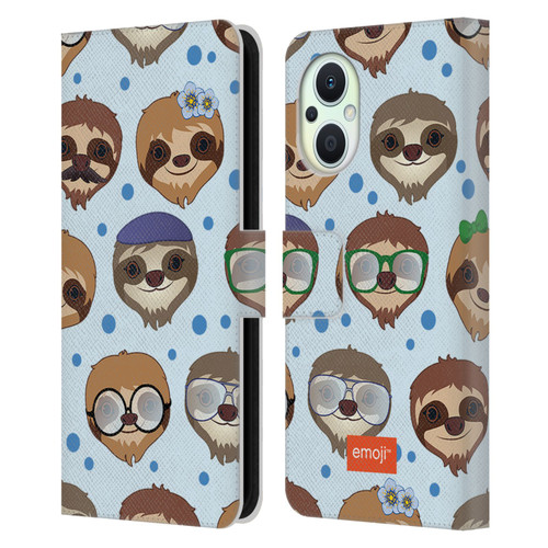 emoji® Sloth Pattern Leather Book Wallet Case Cover For OPPO Reno8 Lite