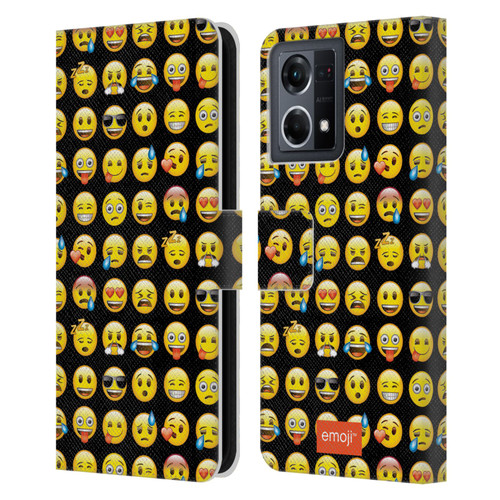 emoji® Smileys Pattern Leather Book Wallet Case Cover For OPPO Reno8 4G