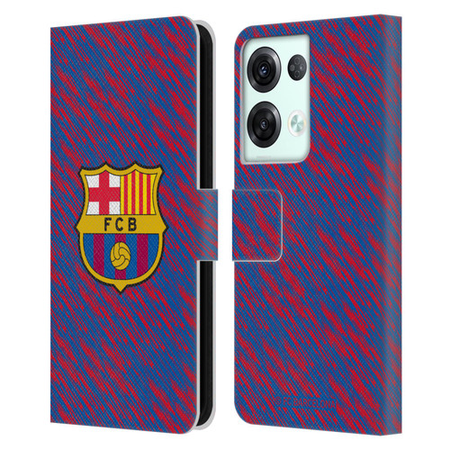 FC Barcelona Crest Patterns Glitch Leather Book Wallet Case Cover For OPPO Reno8 Pro
