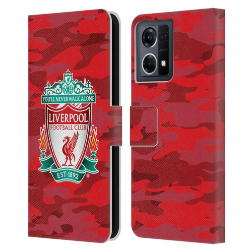 Liverpool Football Club Camou Home Colourways Crest Leather Book Wallet Case Cover For OPPO Reno8 4G