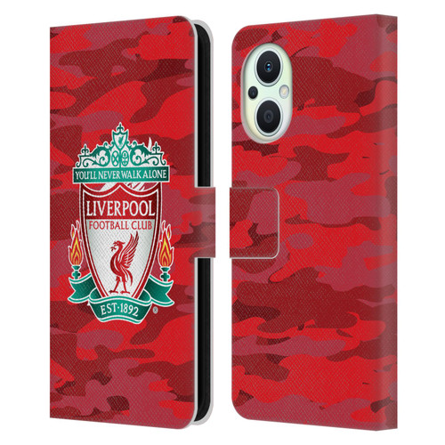 Liverpool Football Club Camou Home Colourways Crest Leather Book Wallet Case Cover For OPPO Reno8 Lite