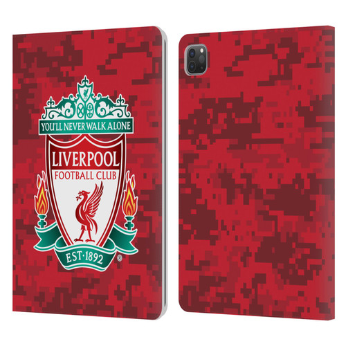 Liverpool Football Club Digital Camouflage Home Red Crest Leather Book Wallet Case Cover For Apple iPad Pro 11 2020 / 2021 / 2022