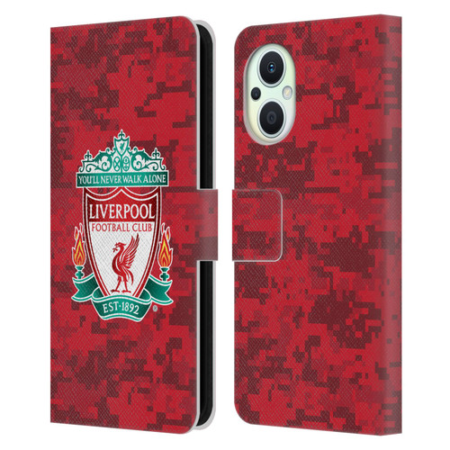 Liverpool Football Club Digital Camouflage Home Red Crest Leather Book Wallet Case Cover For OPPO Reno8 Lite