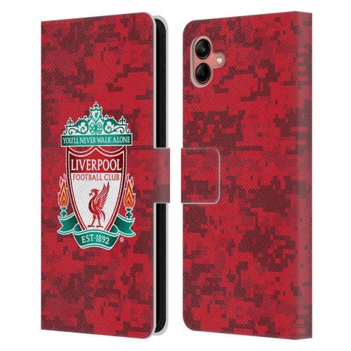 Liverpool Football Club Digital Camouflage Home Red Crest Leather Book Wallet Case Cover For Samsung Galaxy A04 (2022)