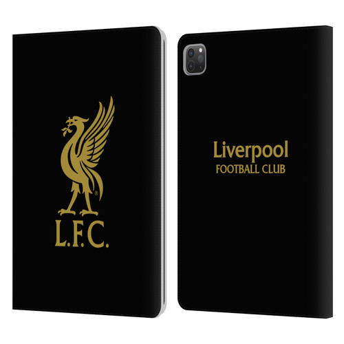 Liverpool Football Club Liver Bird Gold Logo On Black Leather Book Wallet Case Cover For Apple iPad Pro 11 2020 / 2021 / 2022