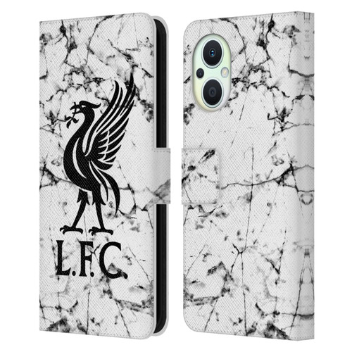 Liverpool Football Club Marble Black Liver Bird Leather Book Wallet Case Cover For OPPO Reno8 Lite