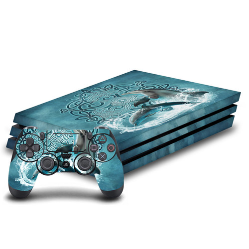 Brigid Ashwood Art Mix Dolphin Vinyl Sticker Skin Decal Cover for Sony PS4 Pro Bundle