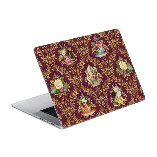 Brigid Ashwood Cats Tea Time Cats Damask Vinyl Sticker Skin Decal Cover for Apple MacBook Pro 16" A2485