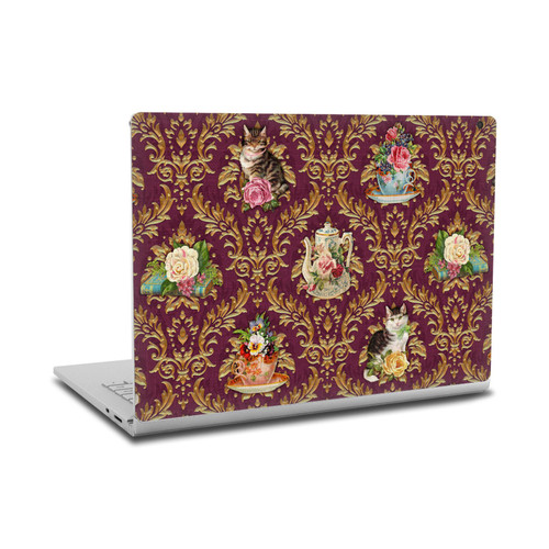 Brigid Ashwood Cats Tea Time Cats Damask Vinyl Sticker Skin Decal Cover for Microsoft Surface Book 2