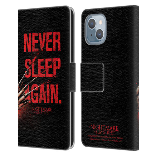 A Nightmare On Elm Street (2010) Graphics Never Sleep Again Leather Book Wallet Case Cover For Apple iPhone 14
