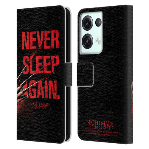 A Nightmare On Elm Street (2010) Graphics Never Sleep Again Leather Book Wallet Case Cover For OPPO Reno8 Pro