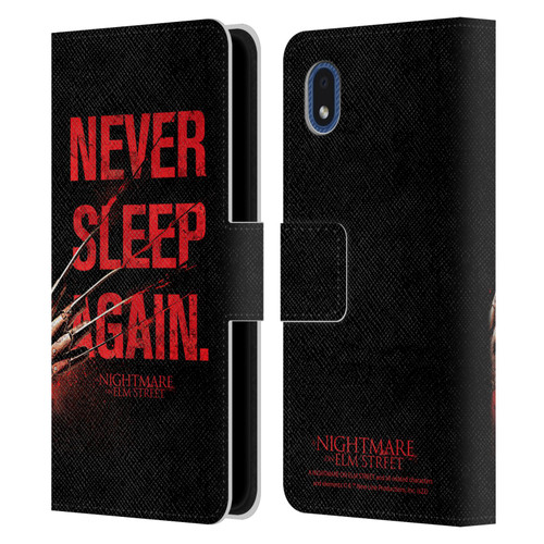 A Nightmare On Elm Street (2010) Graphics Never Sleep Again Leather Book Wallet Case Cover For Samsung Galaxy A01 Core (2020)