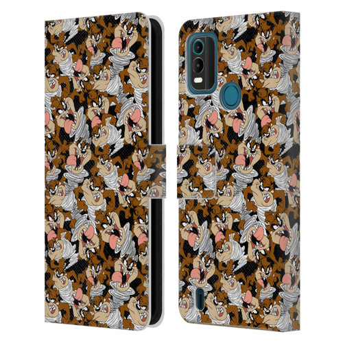 Looney Tunes Patterns Tasmanian Devil Leather Book Wallet Case Cover For Nokia G11 Plus