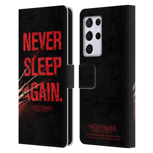 A Nightmare On Elm Street (2010) Graphics Never Sleep Again Leather Book Wallet Case Cover For Samsung Galaxy S21 Ultra 5G