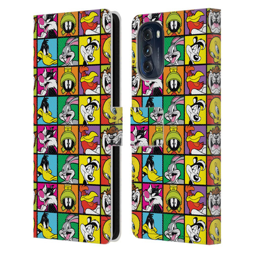 Looney Tunes Patterns Tiles Leather Book Wallet Case Cover For Motorola Moto G (2022)