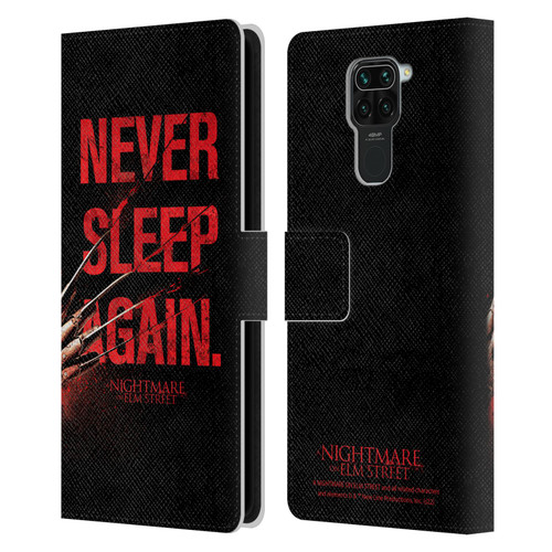A Nightmare On Elm Street (2010) Graphics Never Sleep Again Leather Book Wallet Case Cover For Xiaomi Redmi Note 9 / Redmi 10X 4G