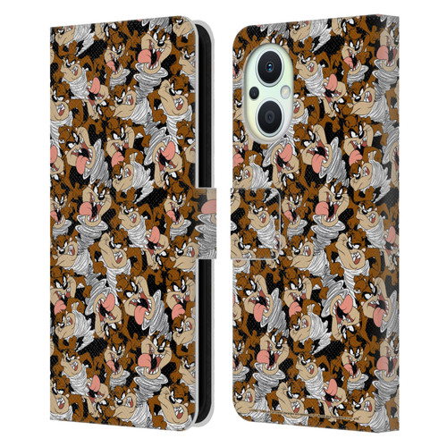 Looney Tunes Patterns Tasmanian Devil Leather Book Wallet Case Cover For OPPO Reno8 Lite