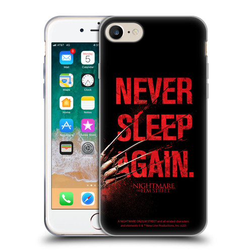 A Nightmare On Elm Street (2010) Graphics Never Sleep Again Soft Gel Case for Apple iPhone 7 / 8 / SE 2020 & 2022