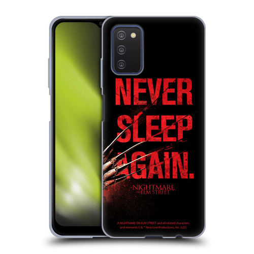 A Nightmare On Elm Street (2010) Graphics Never Sleep Again Soft Gel Case for Samsung Galaxy A03s (2021)