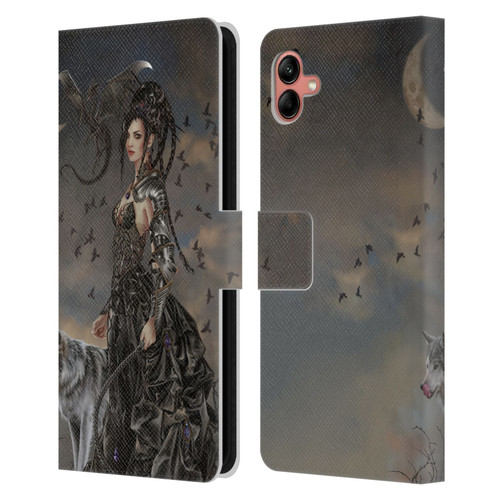 Nene Thomas Crescents Gothic Fairy Woman With Wolf Leather Book Wallet Case Cover For Samsung Galaxy A04 (2022)