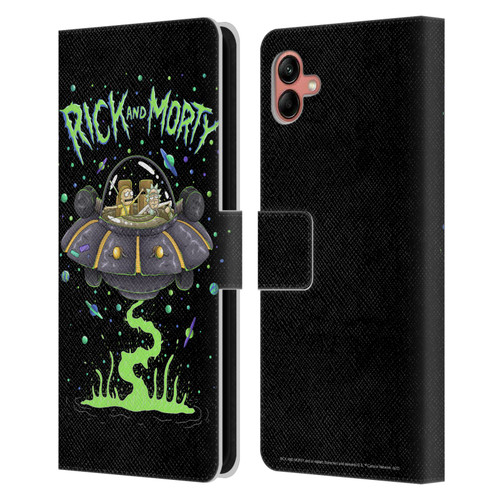 Rick And Morty Season 1 & 2 Graphics The Space Cruiser Leather Book Wallet Case Cover For Samsung Galaxy A04 (2022)